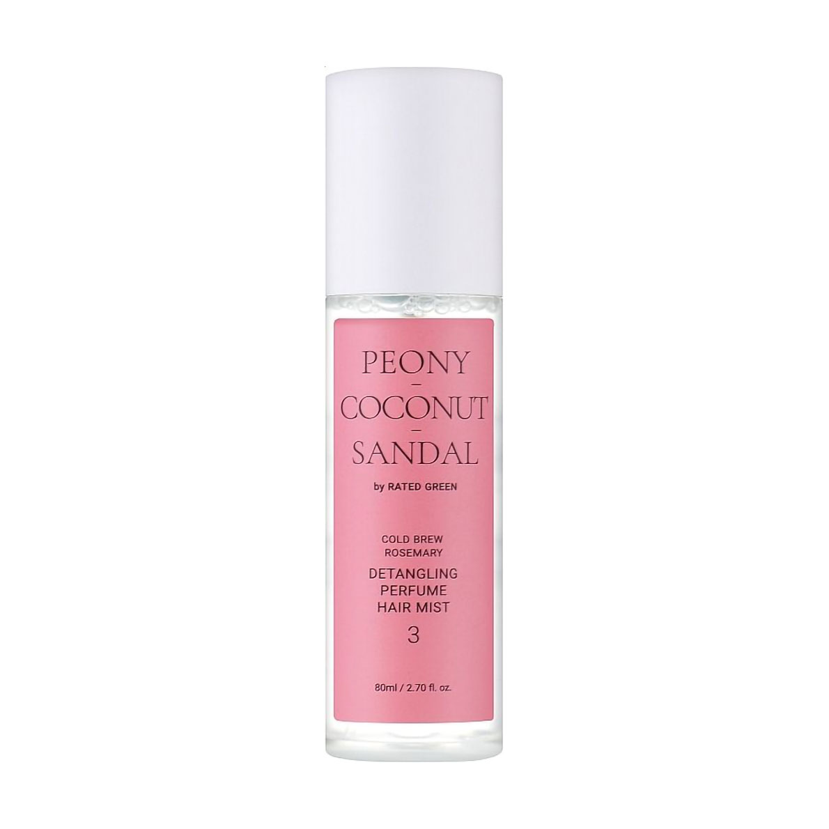 Парфумований міст для волосся Rated Green Peony Coconut Sandal Cold Brew Rosemary Detangling Perfume Hair Mist 3, 80 мл